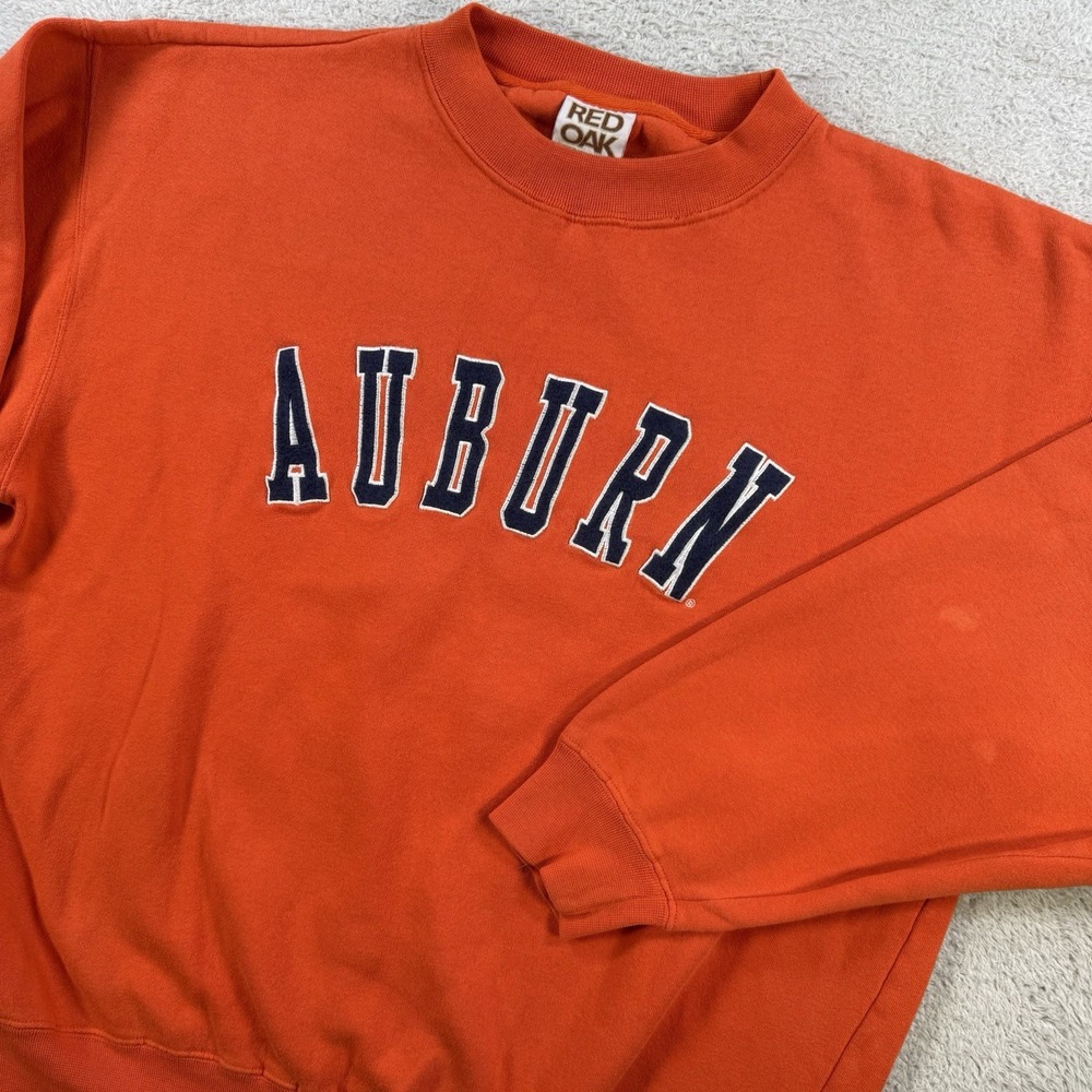 Vintage Auburn Tigers Sweatshirt Mens Large Orange Red Oak Arch Logo Pullover